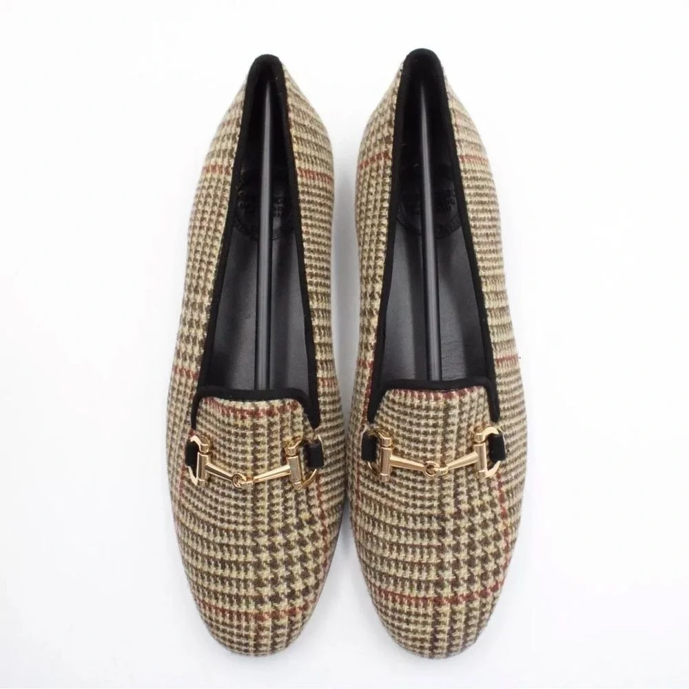 Ambrogio Dellamoda Horsebit Loafers in Rose‎ Houndstooth Size US 10